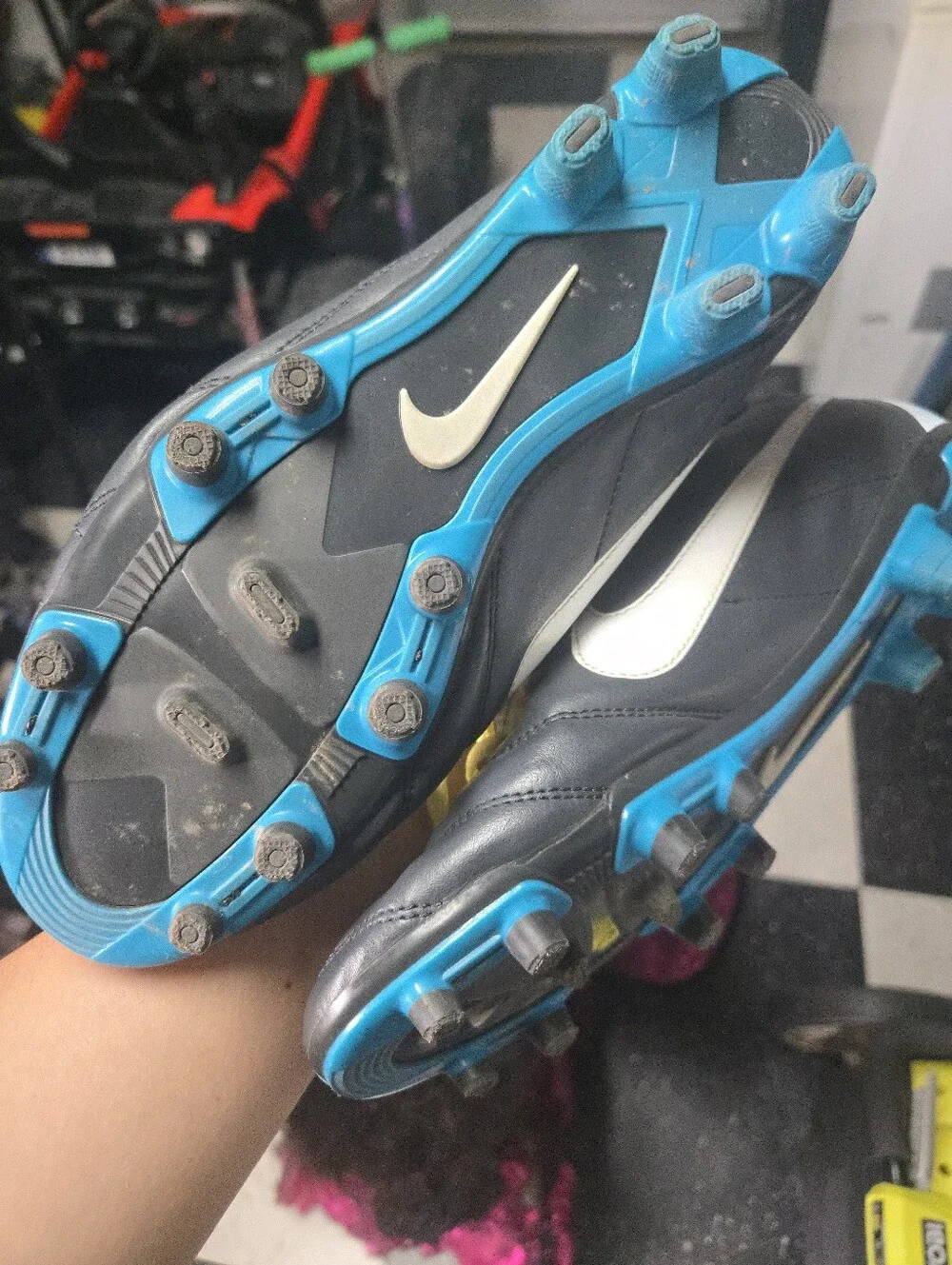 Nike Tiempo Legend Black with White accents and Neon Yellow 8.5